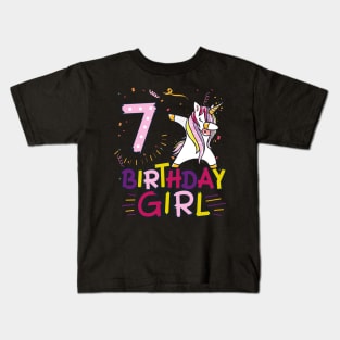 Funny Birthday Gift 7 year old Girl Dabbing Unicorn T-Shirt Kids T-Shirt